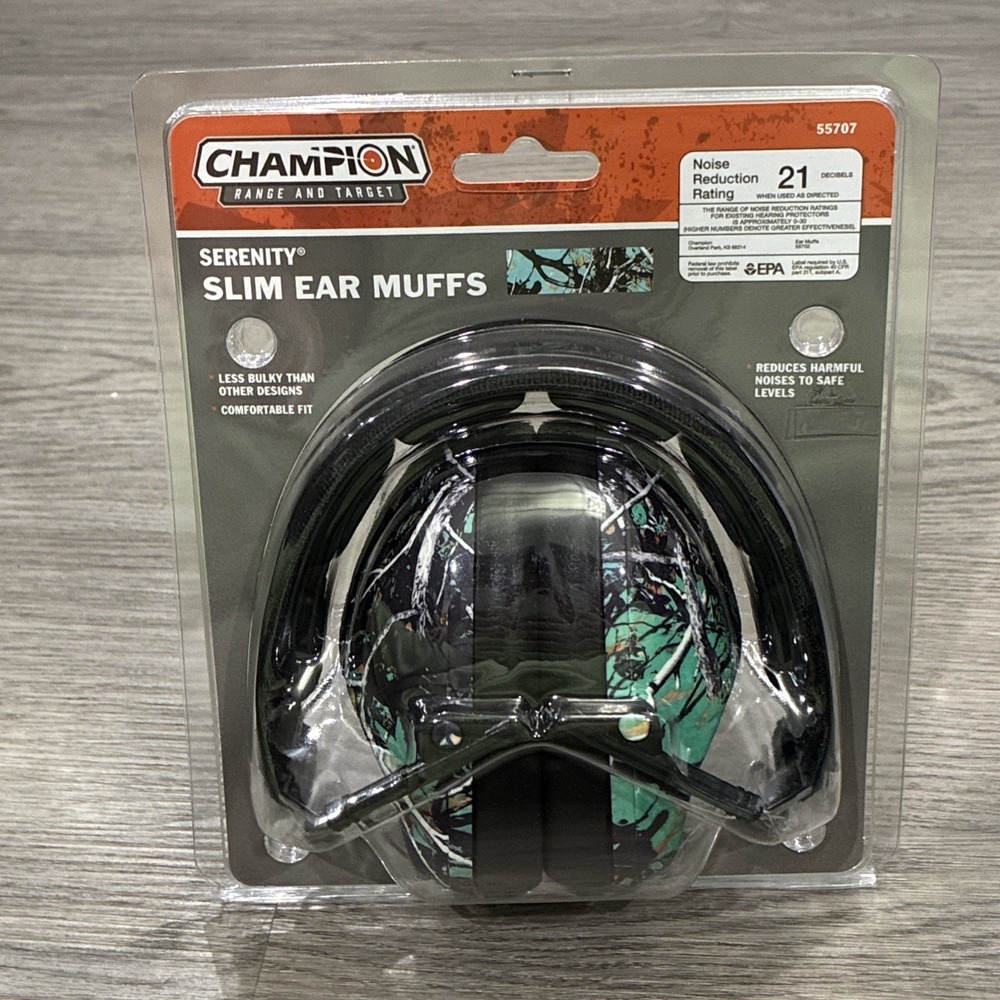 1 pair of Champion 55707 Serenity Slim Ear Muff, Clam 21NRR Factory New Package